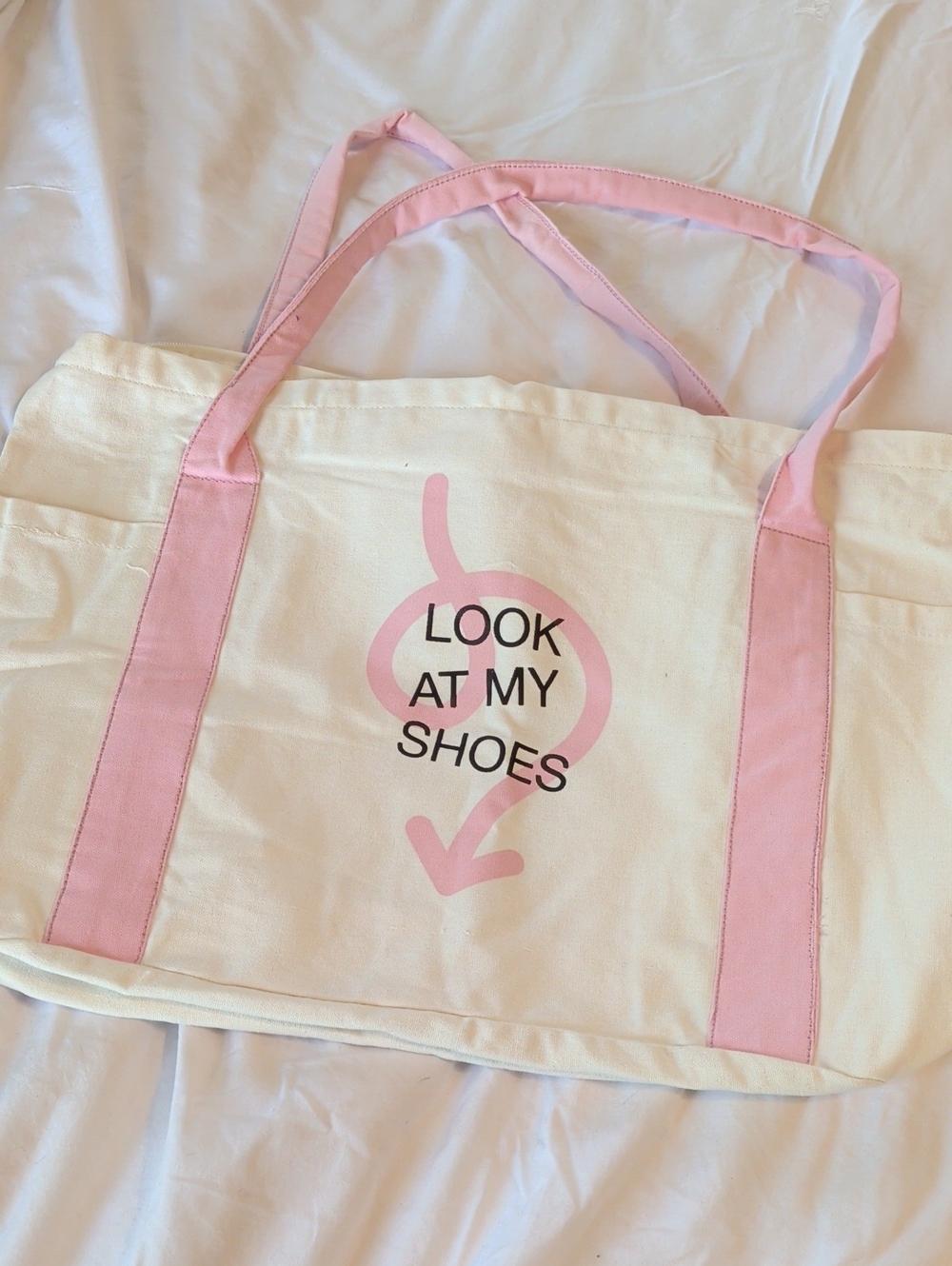 LOOK AT MY SHOES DSW Pink-Trim Canvas Tote Bag NWT